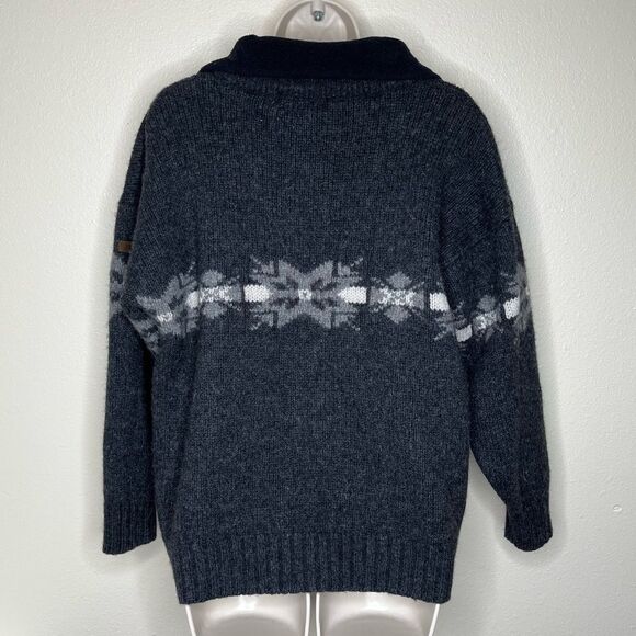 Vintage Patrol Shetland Wool Fair Isle Heather Gray 1/4 Zip Sweater Women Large - Picture 8 of 14